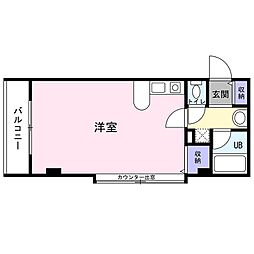 宝殿美保里ヤングパレス ワンルームの間取図画像