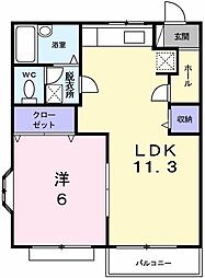 スカイハイツ3 1LDKの間取図画像