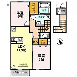 メゾン・リヴェール 2LDKの間取図画像