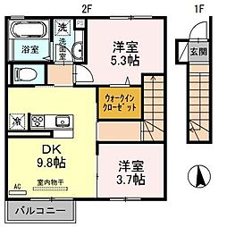 オリジン2 2LDKの間取図画像