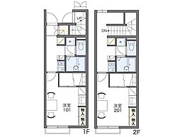 レオパレスデンファレ花田2 1Kの間取図画像