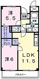 ポレール伊川2 2LDKの間取図画像