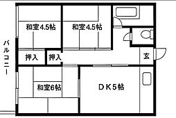 コーポ松豊 3DKの間取図画像