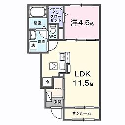 サントーク ヌーヴォー 1LDKの間取図画像