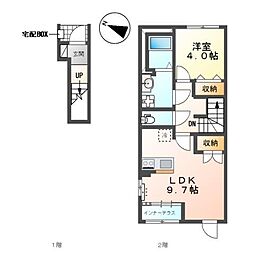 丹波篠山市中野 賃貸アパートII 1LDKの間取図画像