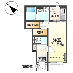 クレリア 1Kの間取図画像