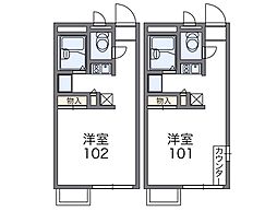 レオパレス上津台 1Kの間取図画像