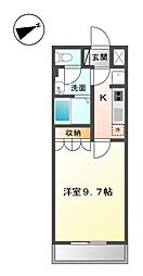 メゾン・アムール銀谷 1Kの間取図画像