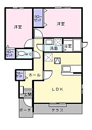 カモミール3A 2LDKの間取図画像