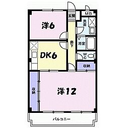 ウエストコートタニガミ 2DKの間取図画像