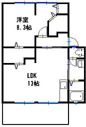 ハイツサンライフC 1LDKの間取図画像