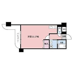 延末アートスカイハイツ ワンルームの間取図画像