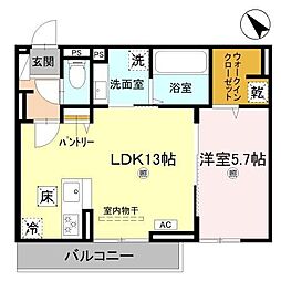 D-PLACE良野 1LDKの間取図画像