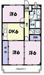 ウエストコートタニガミ 3DKの間取図画像