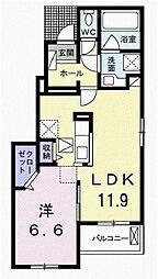 エヴィメリア1 1LDKの間取図画像