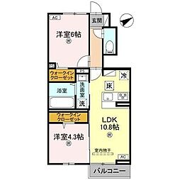グランフェリーチェ 2LDKの間取図画像