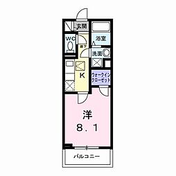 カネコハイツ 1Kの間取図画像