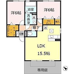 リジェールヒルA 2LDKの間取図画像