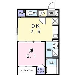 明石市二見町東二見アパート 1DKの間取図画像