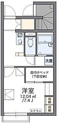 レオパレスアリビオ 1Kの間取図画像