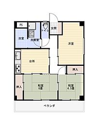 エクセレント宝殿2号棟 3DKの間取図画像