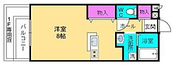プレミエールエビス 1Kの間取図画像
