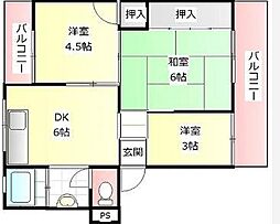 明伸ビル 3DKの間取図画像