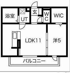 スマイルハート2 1LDKの間取図画像