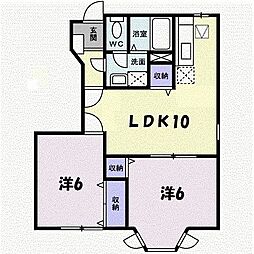 ライジングヒルズ 2LDKの間取図画像