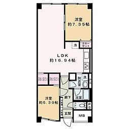 シャルム明石 2LDKの間取図画像