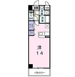 コン・タント・アモーレ ワンルームの間取図画像