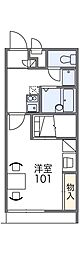 レオパレスビュートラスト 1Kの間取図画像