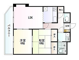 サニーパーク壱番館 2LDKの間取図画像