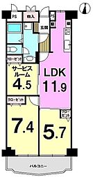 ローレルハイツ春日 2SLDKの間取図画像