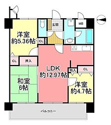 東栄マンションビバシティ春日 3LDKの間取図画像