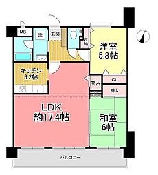 コモドヒル春日 2LDKの間取図画像