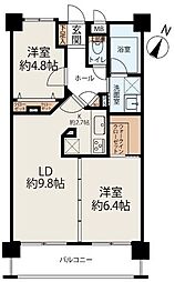 アーサー大橋東エクシオ 2LDKの間取図画像