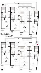フォレストタウンY 2階1Kの間取り