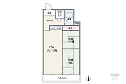 伊丹グリーンハイツ 2LDKの間取図画像