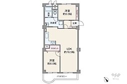 桜台ハイツ3号棟 2LDKの間取図画像