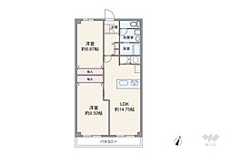 フルーレ伊丹 2LDKの間取図画像