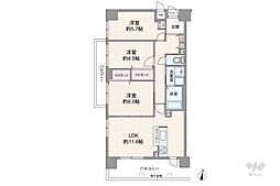 グローバル伊丹昆陽里2 3LDKの間取図画像