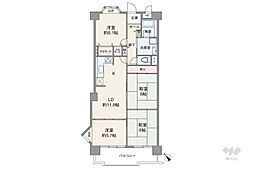 伊丹昆陽ビューハイツ 4LDKの間取図画像