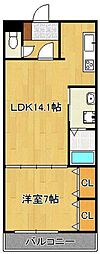 コーポランド浅生 8階1LDKの間取り