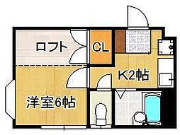 フレグランス伊藤 1Kの間取図画像