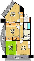 ガーデンパレスやひろ1 3LDKの間取図画像