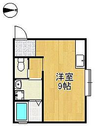 北九州市戸畑区千防3丁目アパート ワンルームの間取図画像
