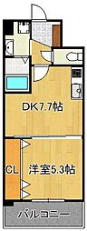 ルミエドール戸畑 1DKの間取図画像
