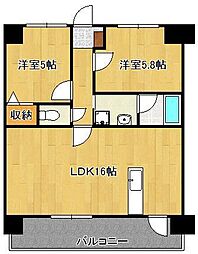 リオグランデ中央 2LDKの間取図画像