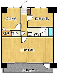 リオグランデ中央 2LDKの間取図画像